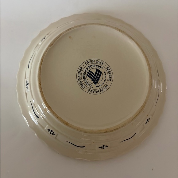 Longaberger Pottery Pie Plate Quiche Dish  Blue Woven Traditions